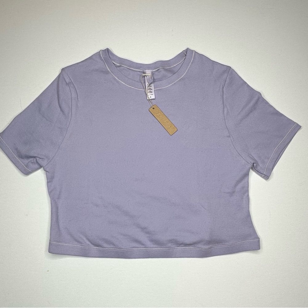 SKIMS LOGO CROP COTTON SHIRT